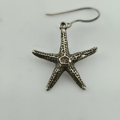 Starfish Earrings 925 Sterling Silver Dangle Drop Nautical Ocean Jewelry