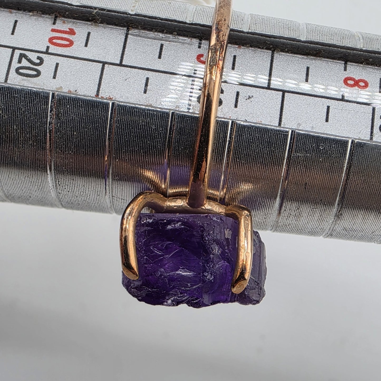 Ring Copper Natural African Amethyst Rough Raw Purple Stone Size 10