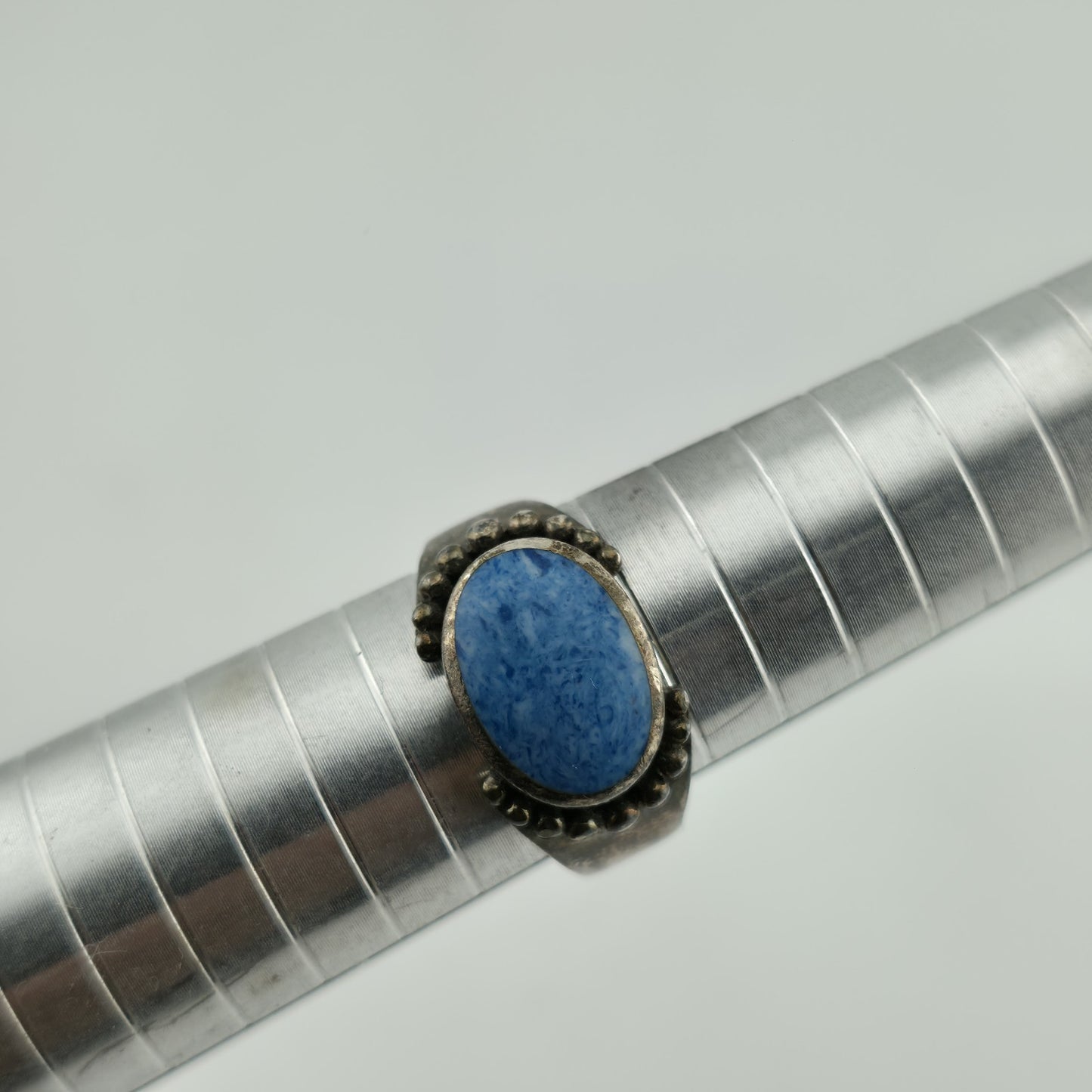 Sterling Silver Ring Oval Turquoise Size 8.76 Vintage