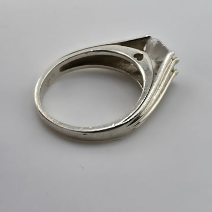 Sterling Silver 925 CZ Solitaire Ring Round Stone Modern Band Size 8.75 Heart