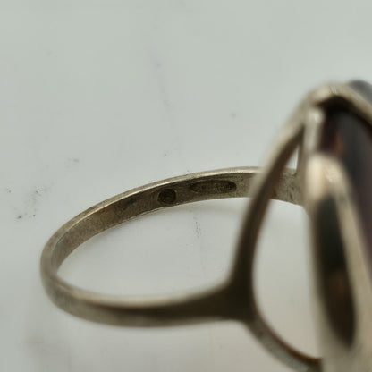 Baltic Amber Sterling Silver Ring Cylindric Stone Geometrical Modernist 6.5