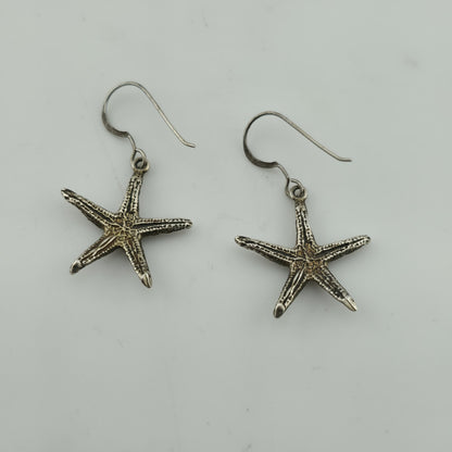 Starfish Earrings 925 Sterling Silver Dangle Drop Nautical Ocean Jewelry
