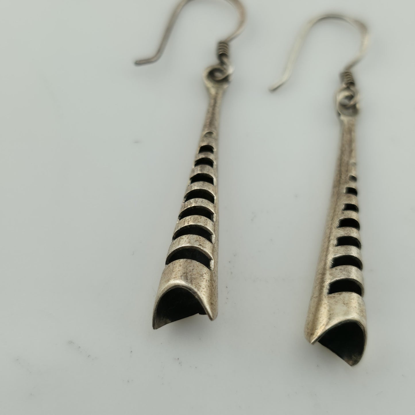 Earrings Sterling Silver Long Cone Bar Drop Dangle Abstract Artisan