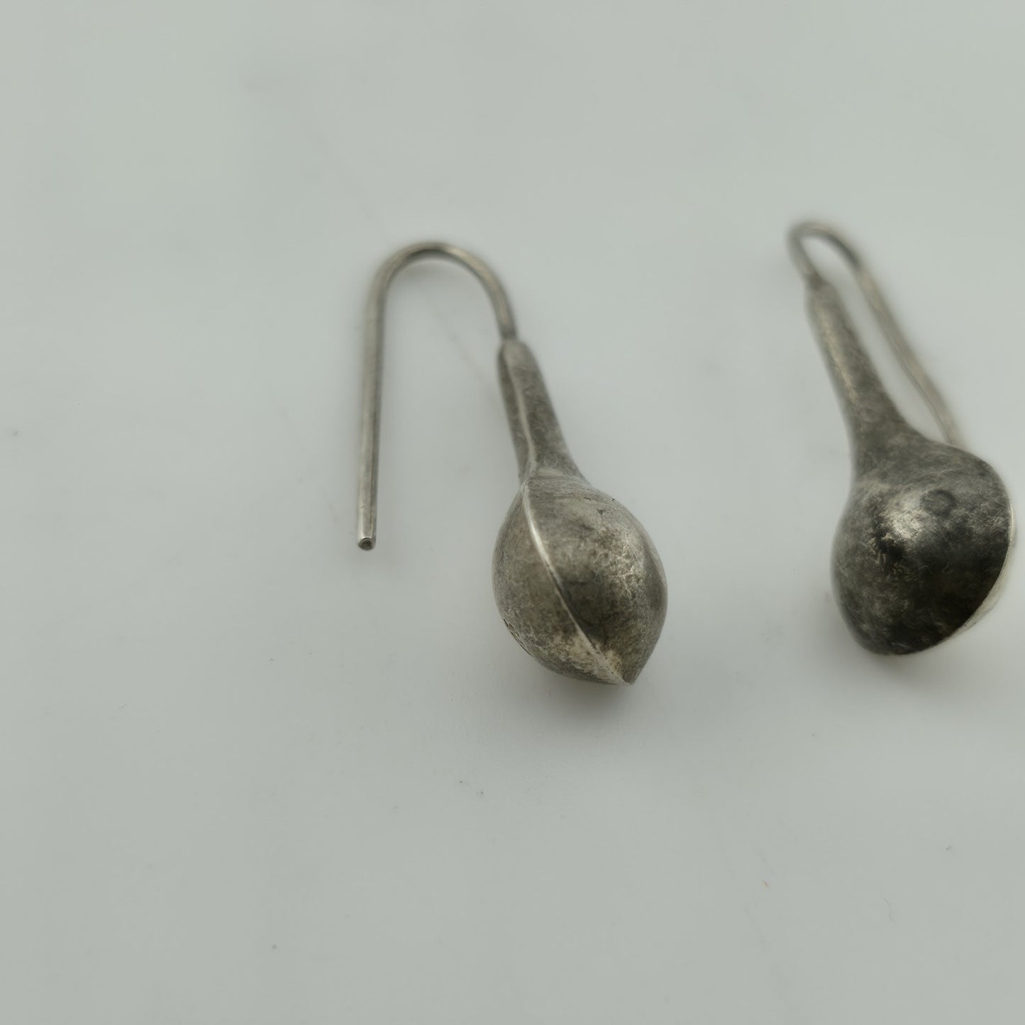 Vintage  925 Sterling SIlver  Teardrop  Pierced Earrings