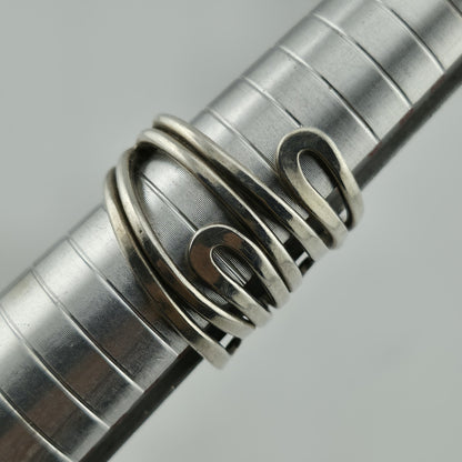 MAZE Ring Sterling Silver Bold MODERN Abstract Loop Wide Art Deco 925 Size 8