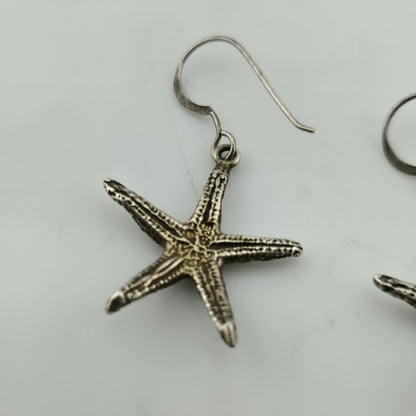 Starfish Earrings 925 Sterling Silver Dangle Drop Nautical Ocean Jewelry