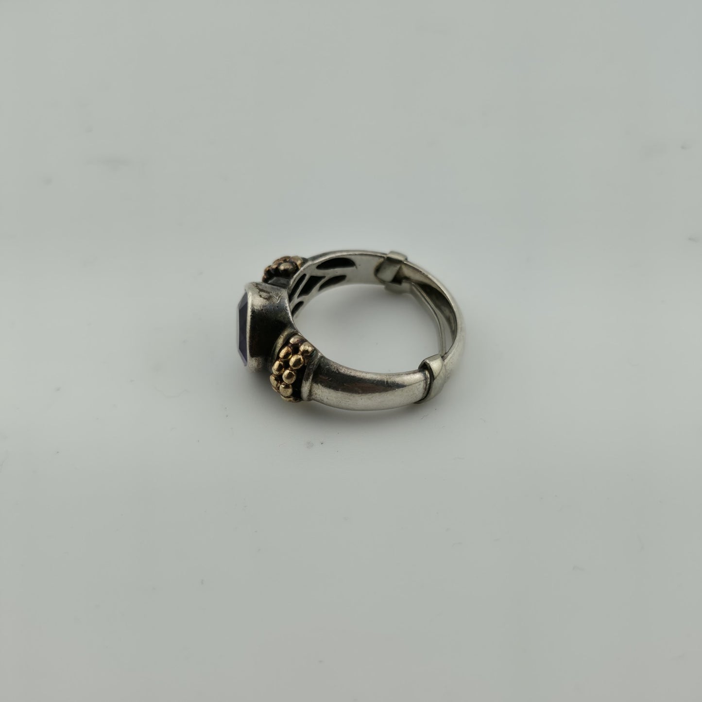 Sterling Silver ring Purple Amethyst Stone Twisted Rope Band Size 5.75