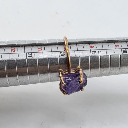 Ring Copper Natural African Amethyst Rough Raw Purple Stone Size 10