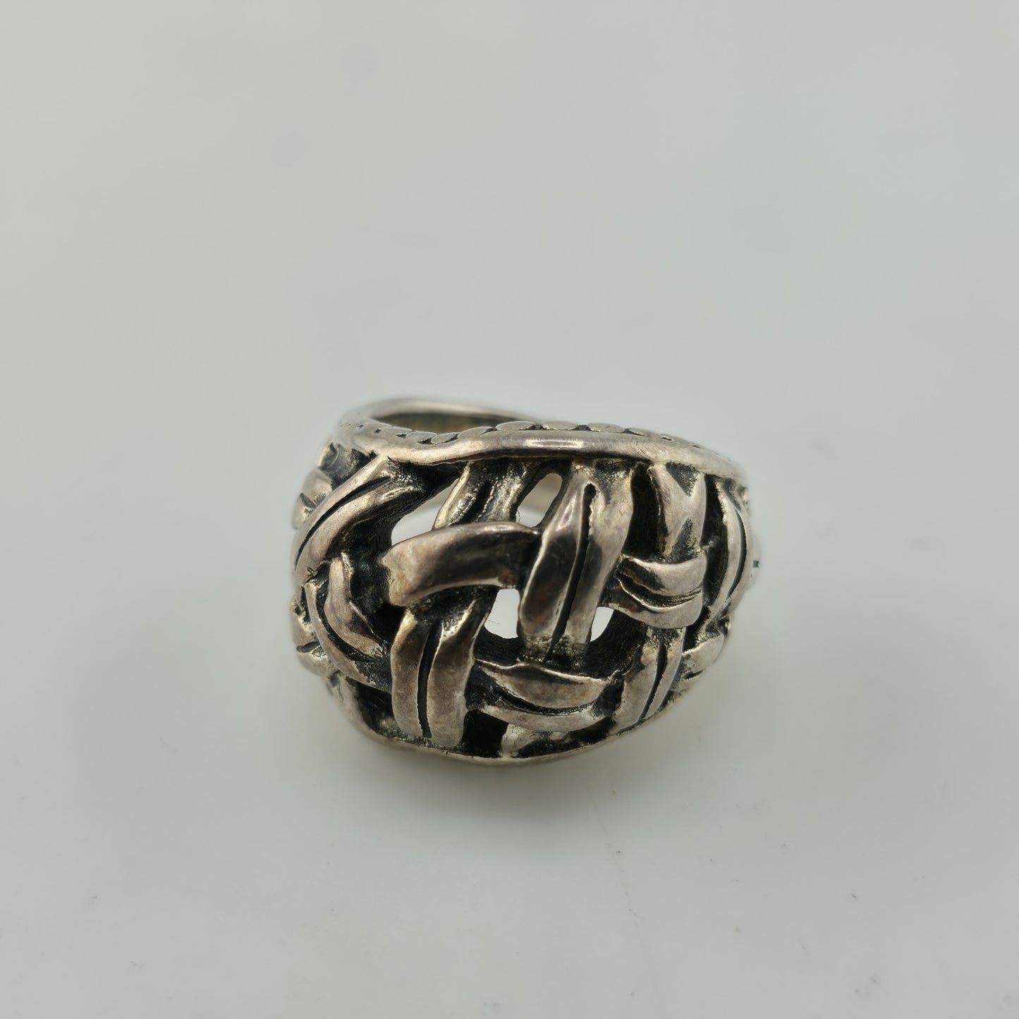 STERLING SILVER Ring 925 BYZANTINE DOME BRAIDED  Abstract Puff BAND Vintage 8