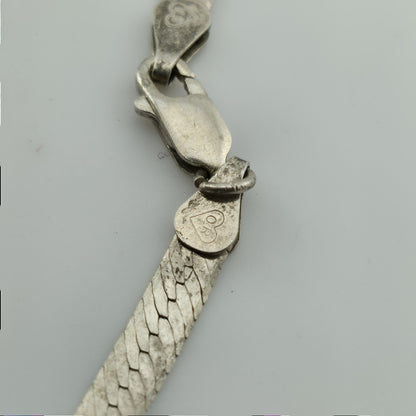 Sterling Silver Herringbone Necklace Solid 925 Italian Chain 18 Inches
