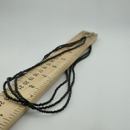Thai Black Spinel Bead Necklace 3-Layer Necklace in 925 Sterling 18 in 55 ctw