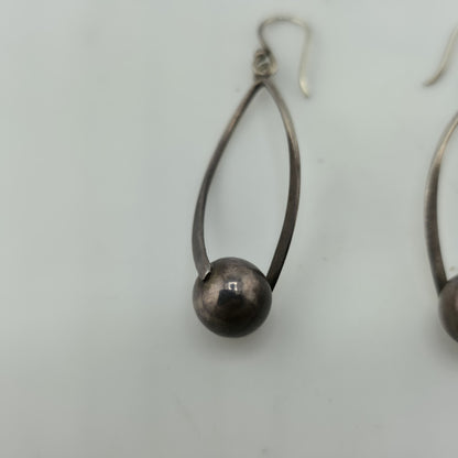 Sterling Silver Earrings Twist and Ball Drop and Dangle Shepherd Hook ATI Mexico