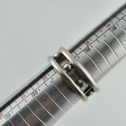 925 Sterling Silver Ring Vintage Mexico Beaded Band Artisan Large Size 11