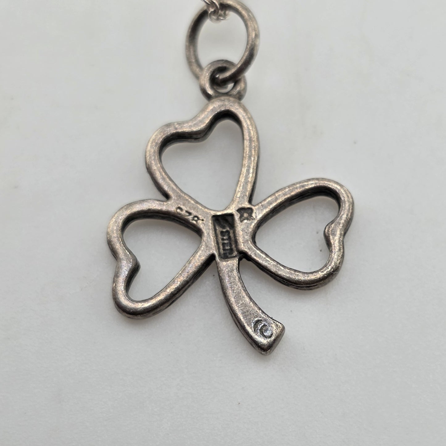 925 Sterling Silver Clover Charm Irish Shamrock Charm Jewelry 20in Chain