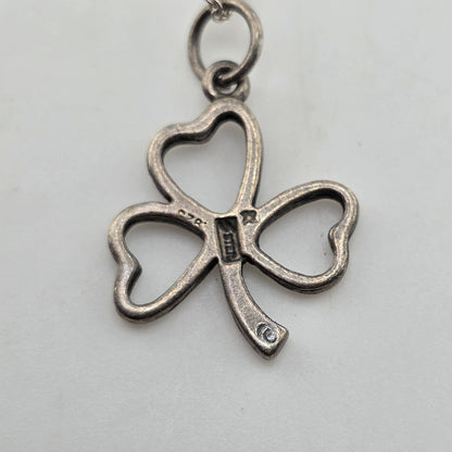 925 Sterling Silver Clover Charm Irish Shamrock Charm Jewelry 20in Chain