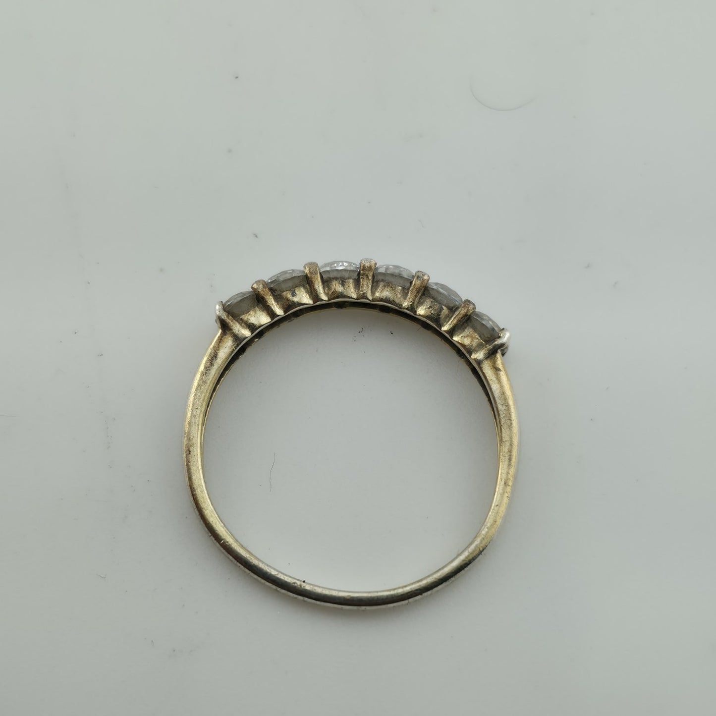 Ring Sterling Silver Sackable Band White Colorless Stone Cute Jewelry Size 7