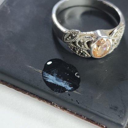 925 Sterling Silver Ring Citrine .925 Size 8