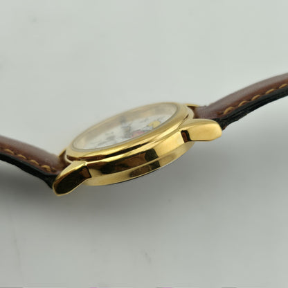 Disney Watch Lorus Mickey Mouse Ladies Leather Bands Gold Tone Working Vintage