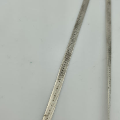 Sterling Silver Herringbone Necklace Solid 925 Italian Chain 18 Inches
