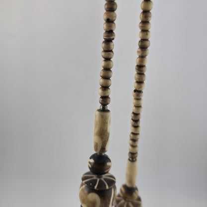 Tribal Necklace Tibetan dZi African Batik Beads Vintage 30in