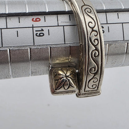 Sterling Silver Rinf Etched Bypass Size 9 Adjustable Vintage