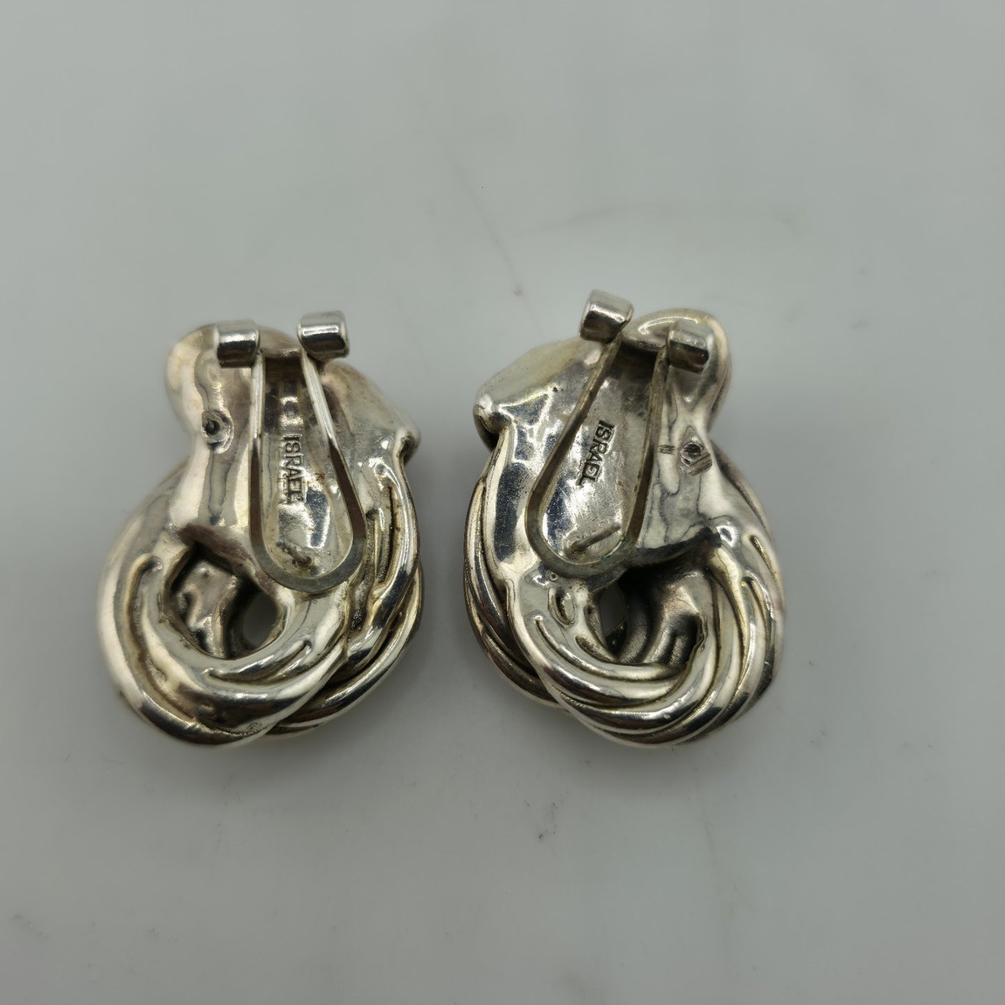 Israel Earrings Electro Form Sterling Silver 925 Puff Vintage Patina Abstract