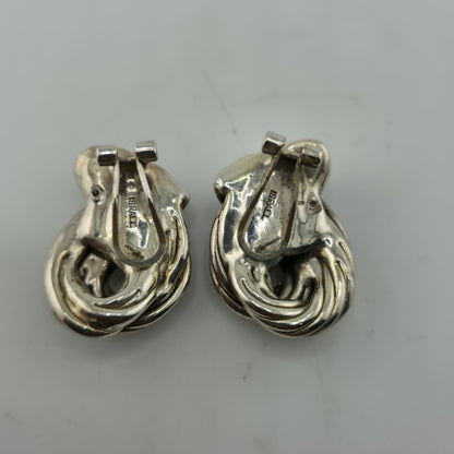 Israel Earrings Electro Form Sterling Silver 925 Puff Vintage Patina Abstract
