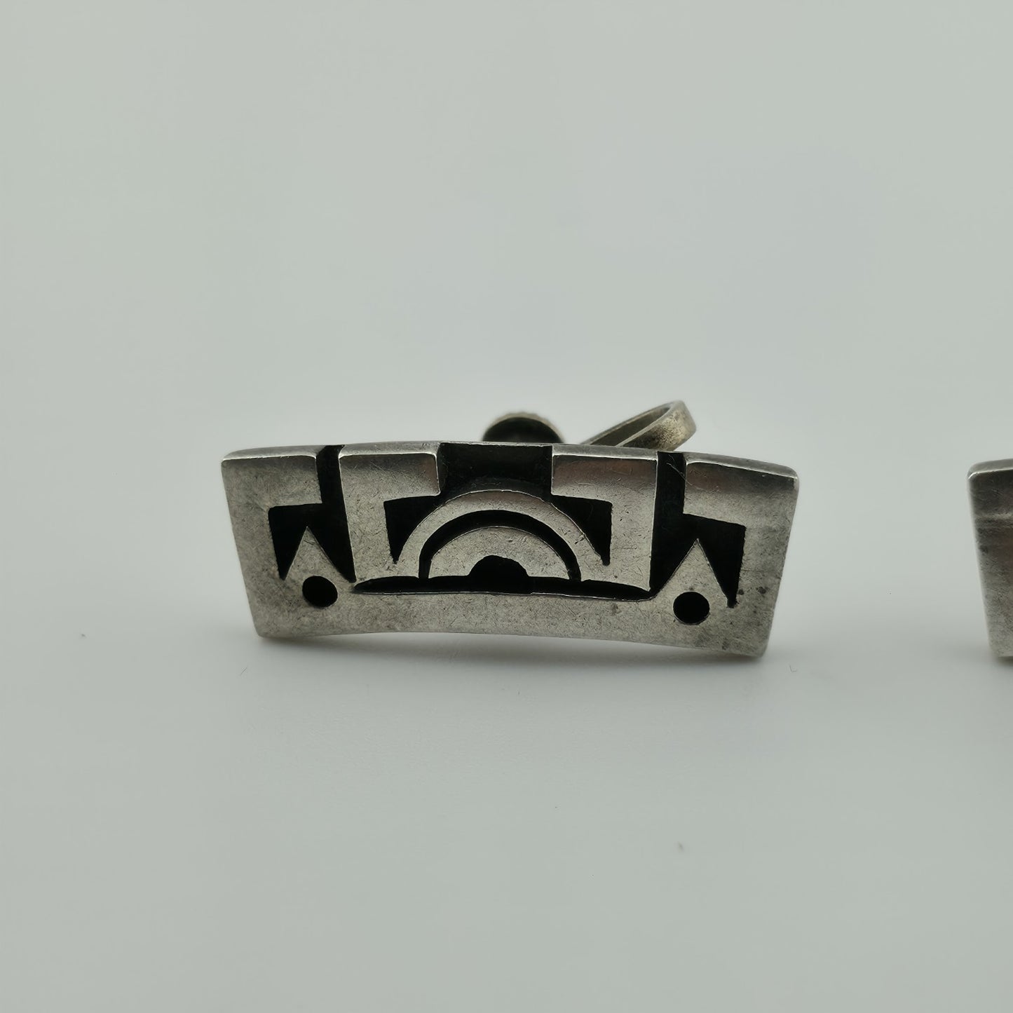STERLING SILVER Earring ARTISAN MODERNIST Tribal Abstract Vintage Geometric