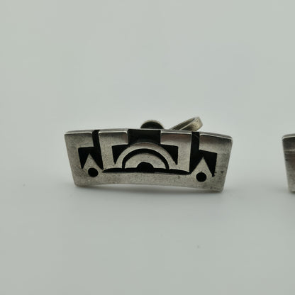 STERLING SILVER Earring ARTISAN MODERNIST Tribal Abstract Vintage Geometric