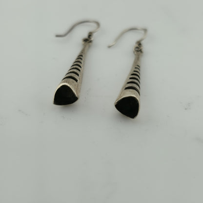 Earrings Sterling Silver Long Cone Bar Drop Dangle Abstract Artisan