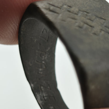 WWII German 27th Panzer Division Brass Ring Size 7.25 Battle Worn Eastern Front