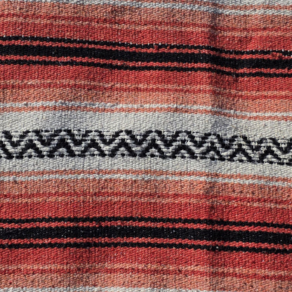 Vintage Sola Mexican Blanket Serape Red Black Throw Stripe Tassel 71 x 25