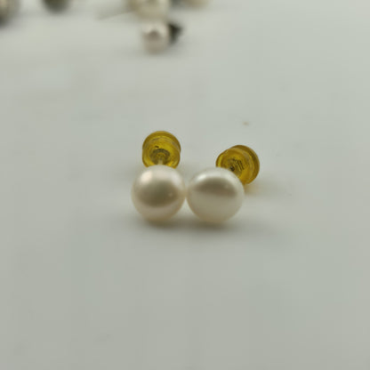 Vintage Large Faux Peal Post Style Pierced Earrings 925 Sterling Silver Post