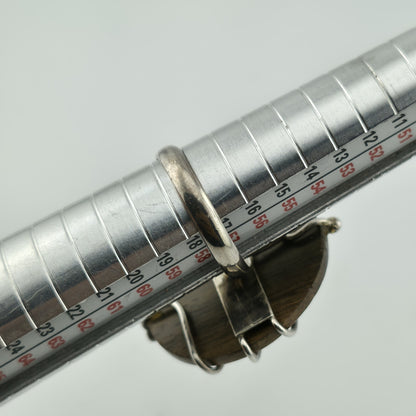 925 Sterling Silver Ring dark Wood Bold Abstract MCM unique Adjustable