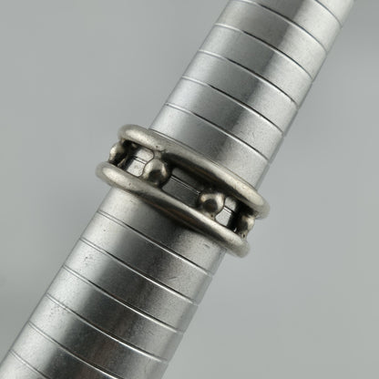 925 Sterling Silver Ring Vintage Mexico Beaded Band Artisan Large Size 11