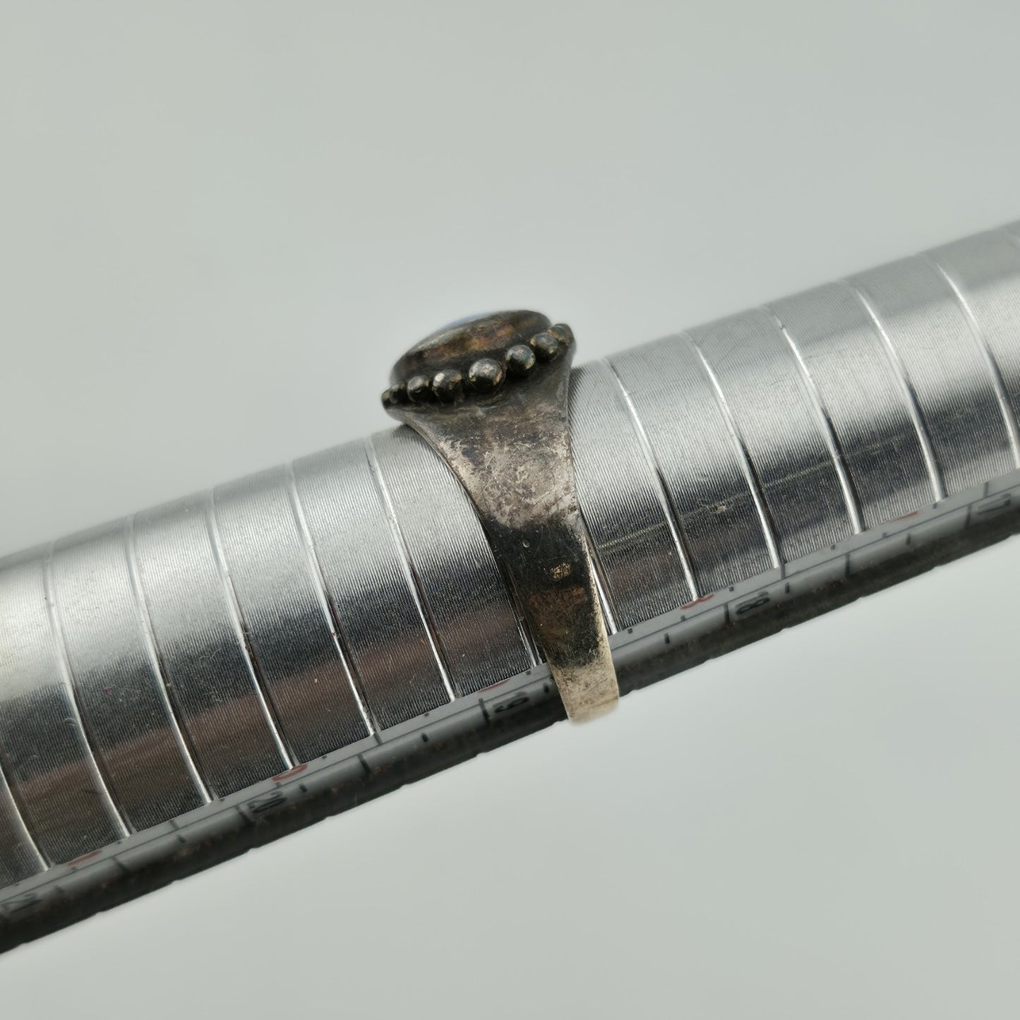 Sterling Silver Ring Oval Turquoise Size 8.76 Vintage