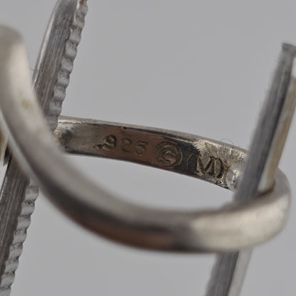 925 Sterling Silver Ring Pear Cut Amethyst Unique Modernist 3.25 Vintage Artisan