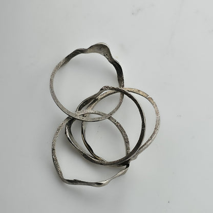 Sterling Silver Ring 4 Band Puzzle Hand Made Forged 925 Size 7