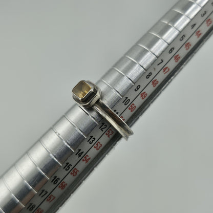 925 Sterling Silver Ring Yellow Gemstone Rectangle  Sz 5.75 Vintage