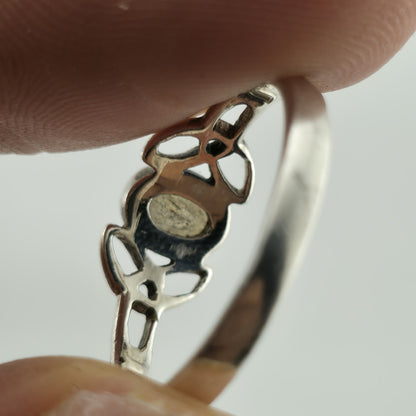 925 Sterling Silver Ring Celtic Trinity Knot Agate Blue Stone Size 8.75