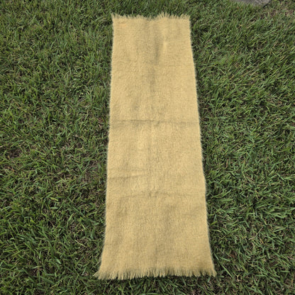 Craig Na Creidhe Scarf Vintage Mohair Wool Blend Yellow Fringed 70”x21” Vintage