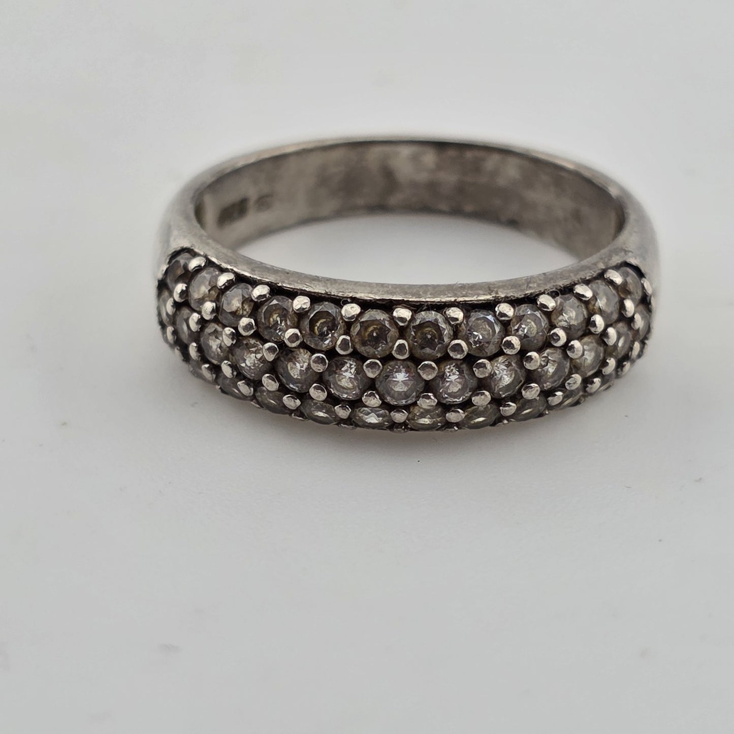 925 Sterling Silver Ring white Stone Vintage Band  Size 9