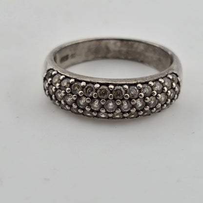 925 Sterling Silver Ring white Stone Vintage Band  Size 9