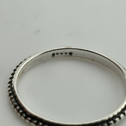 sterling Silver Ring 925 Art Deco Carved Dainty Stackable Minimalist 7.76