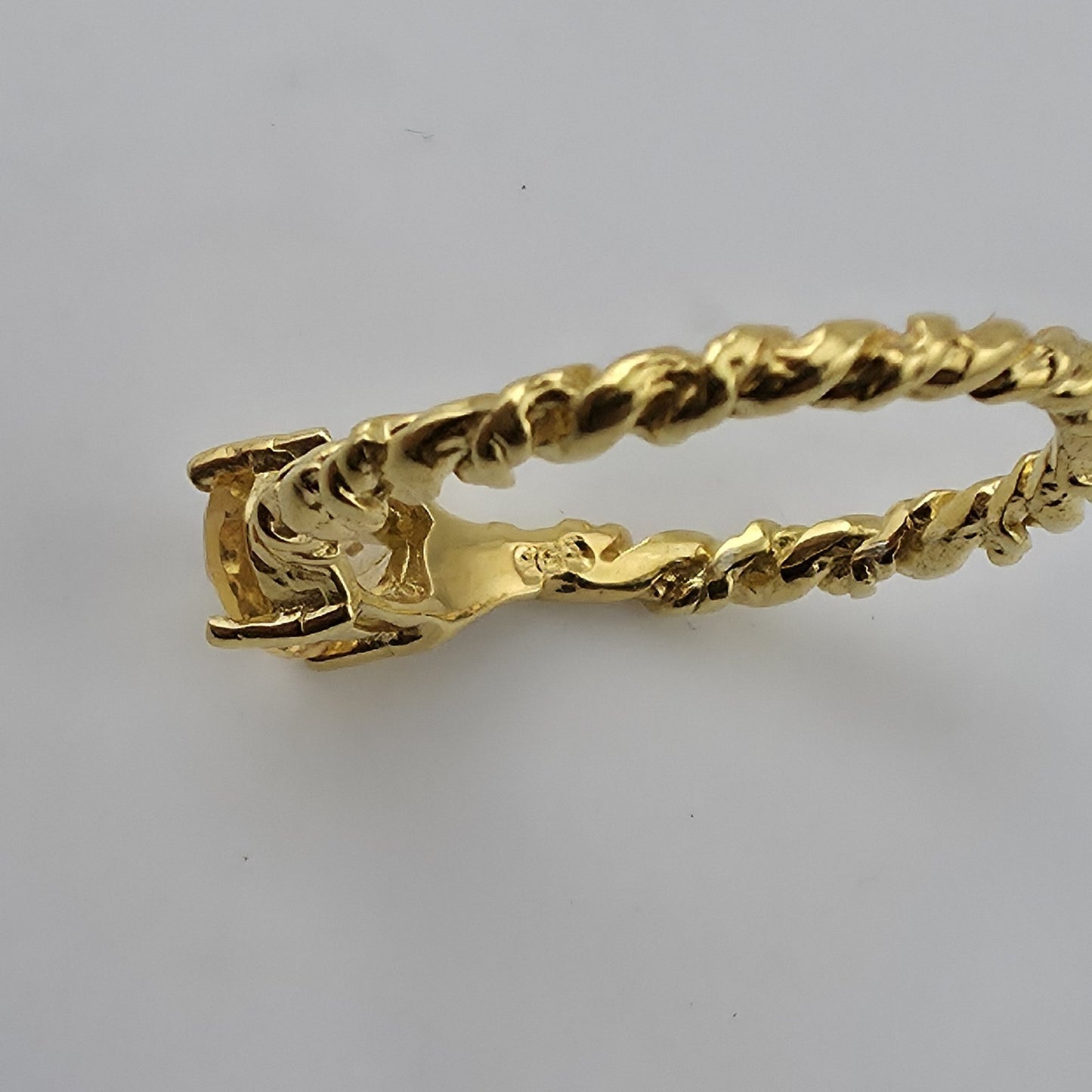 Natural Citrine Ring 925 Sterling Silver Size 6.5 Rope Twist Band Oval Gemstone