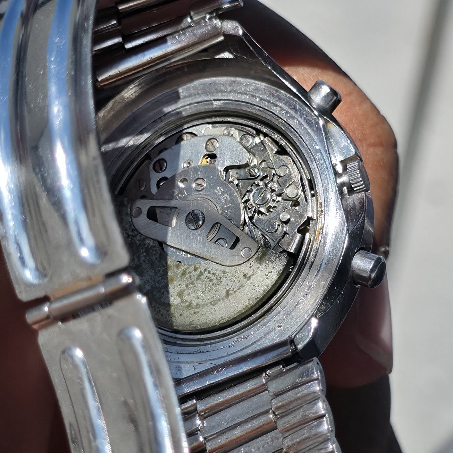 Seiko Helmet 6139-7101 Automatic Watch Chronograph 42mm Rare 1970's Vintage Work