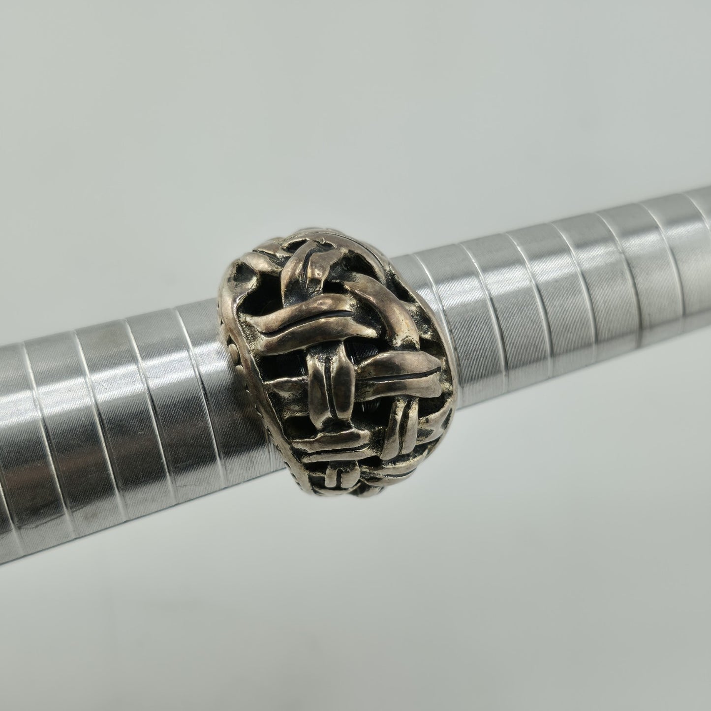 STERLING SILVER Ring 925 BYZANTINE DOME BRAIDED  Abstract Puff BAND Vintage 8