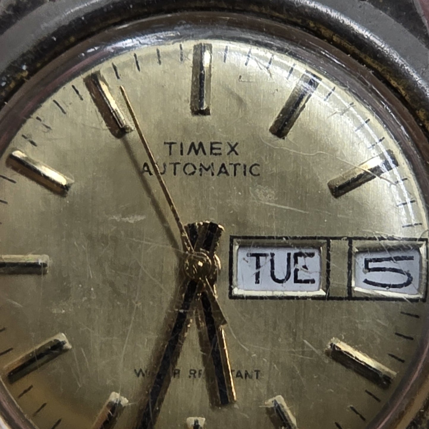 Timex Viscount Automatic Day Date 37869 10979 Vintage 1979 Running Gold Tone