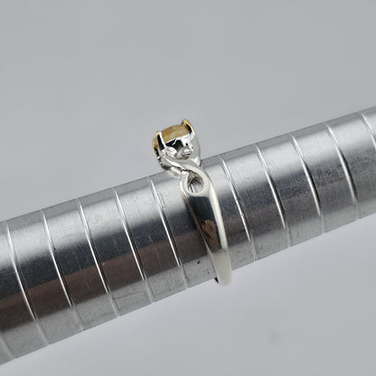 Sterling Silver Citrine Ring Size 6.5 Handmade Two-Tone Gold Accent 925