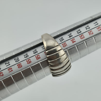 Cellini Ring Sterling Silver Domed Lines Ribbed 925 Size 7.75 Band Ring Vintage